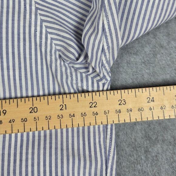Lands' End Mens 16x35 Reg Blue White Stripe Button Up Long Sleeve Dress Shirt - Picture 8 of 10